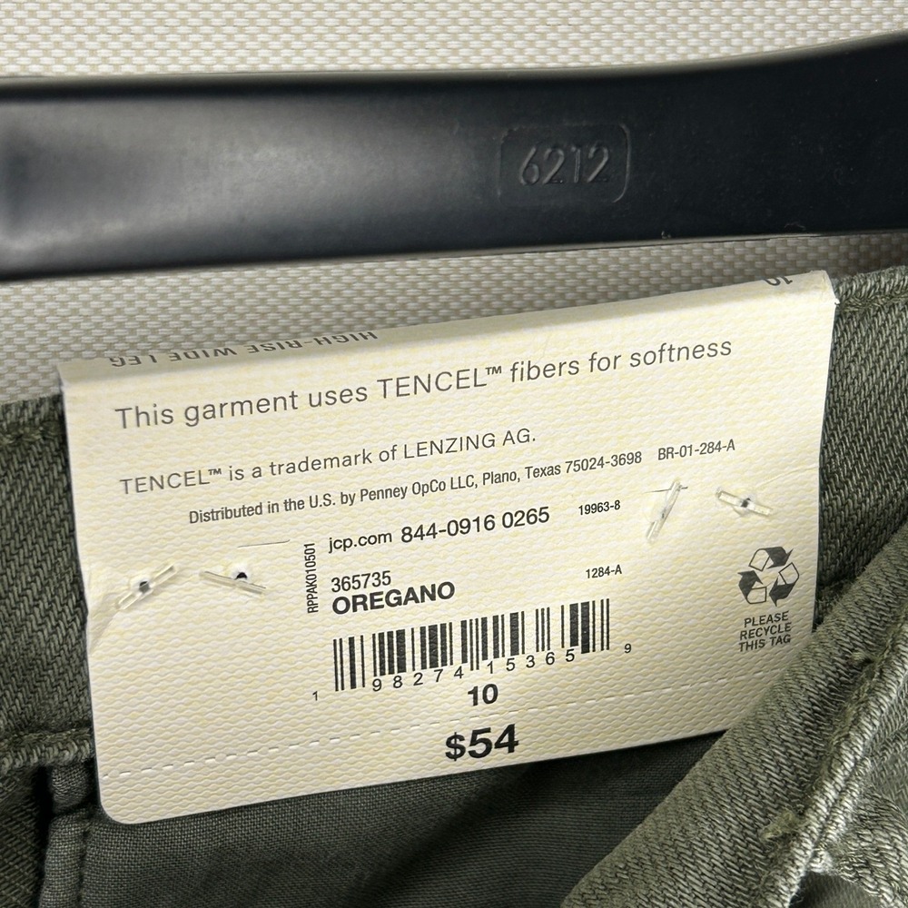 A.N.A A New Approach High Rise Wide Leg Pants Oregano Green 10 NWT Boho Minimal - Picture 5 of 10